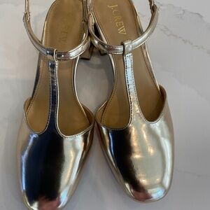 J Crew Gold Mar Jane Block Heal size 7